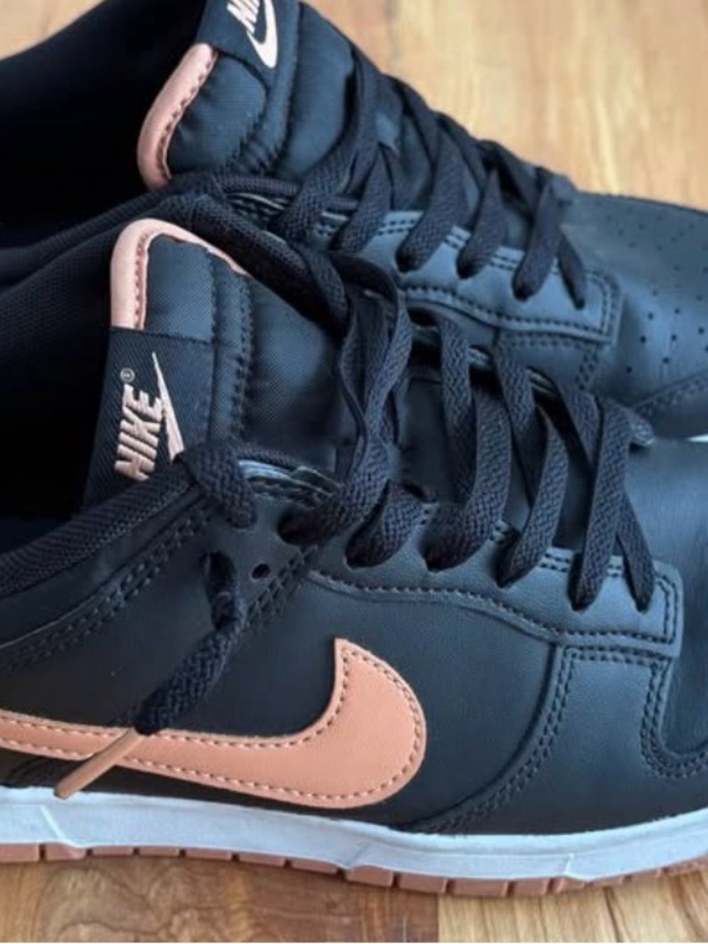 Nike Black Sneakers with Coral Swoosh and Trim - Picture 2 of 5
